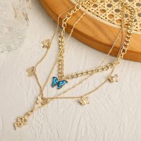 Retro Butterfly Gold Plated Alloy Wholesale Layered Necklaces main image 5