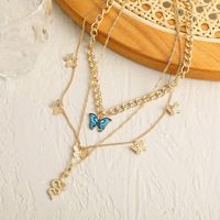 Retro Butterfly Gold Plated Alloy Wholesale Layered Necklaces main image 4