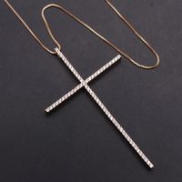 Simple Style Cross Copper Plating Inlay Zircon Gold Plated Pendant Necklace main image 3