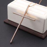 Simple Style Cross Copper Plating Inlay Zircon Gold Plated Pendant Necklace main image 4