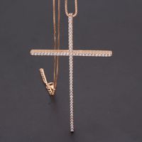 Einfacher Stil Kreuzen Kupfer Überzug Inlay Zirkon Vergoldet Halskette Mit Anhänger main image 1