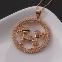 Nihaojewelry بسيطة الطفل جولة جوفاء الماس المرصعة قلادة مجوهرات بالجملة sku image 5