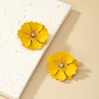 1 Pair Simple Style Flower Inlay Iron Rhinestones Ear Studs main image 4