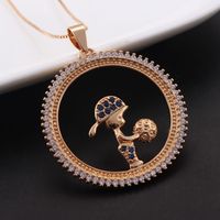 Nihaojewelry Simple Hollow Child Round Diamond-studded Necklace Wholesale Jewelry main image 7