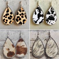 1 Pair Ethnic Style Leopard Printing Alloy Leather Drop Earrings main image 1