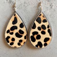 1 Pair Ethnic Style Leopard Printing Alloy Leather Drop Earrings main image 6