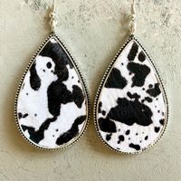 1 Pair Ethnic Style Leopard Printing Alloy Leather Drop Earrings main image 2