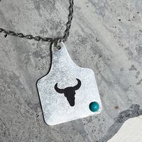 Retro Letter Alloy Inlay Turquoise Women's Pendant Necklace sku image 5