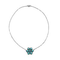 Retro Flower Alloy Titanium Steel Inlay Turquoise Women's Pendant Necklace main image 3