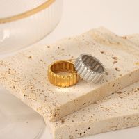 304 Stainless Steel 18K Gold Plated Retro Polishing Plating Stripe Rings main image 5