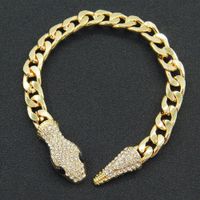 European And American Cuban Chain Short Full Rhinestone Snake Head Magnetic Buckle Necklace Clavicle Chain sku image 3