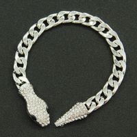 European And American Cuban Chain Short Full Rhinestone Snake Head Magnetic Buckle Necklace Clavicle Chain sku image 4