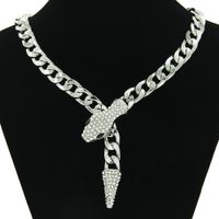 European And American Cuban Chain Short Full Rhinestone Snake Head Magnetic Buckle Necklace Clavicle Chain sku image 10