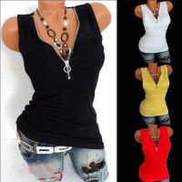 Women's Vest Sleeveless Tank Tops Zipper Casual Solid Color main image 2