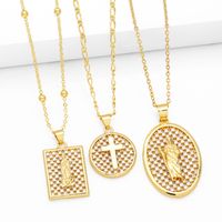 Fashion Simple Style Virgin Mary Copper Plating Inlay Zircon 18k Gold Plated Necklace main image 1