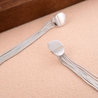 1 Pair Elegant Oval Tassel Plating Copper White Gold Plated Drop Earrings main image 4
