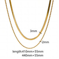 304 Stainless Steel Simple Style Polishing Plating Circle Double Layer Necklaces Necklace sku image 2