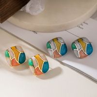 1 Pair Simple Style Commute Color Block Enamel Plating Copper 18k Gold Plated Ear Studs main image 1