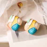 1 Pair Simple Style Commute Color Block Enamel Plating Copper 18k Gold Plated Ear Studs main image 3