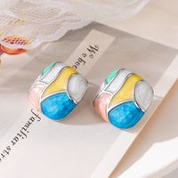 1 Pair Simple Style Commute Color Block Enamel Plating Copper 18k Gold Plated Ear Studs main image 2