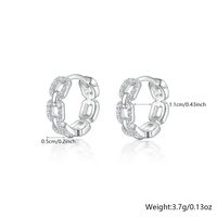 1 Pair Elegant Glam Simple Style Round Chain Plating Inlay Sterling Silver Zircon Earrings main image 2