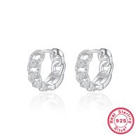 1 Pair Elegant Glam Simple Style Round Chain Plating Inlay Sterling Silver Zircon Earrings main image 5