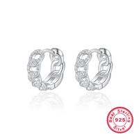 1 Paire Élégant Glamour Style Simple Rond La Chaine Placage Incruster Argent Sterling Zircon Des Boucles D'Oreilles main image 5