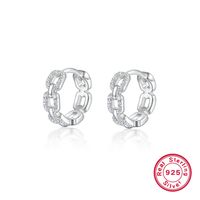 1 Pair Elegant Glam Simple Style Round Chain Plating Inlay Sterling Silver Zircon Earrings main image 6