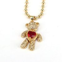 Hip-hop Streetwear Little Bear Copper Plating Inlay Zircon Gold Plated Pendant Necklace main image 3