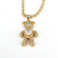 Hip-hop Streetwear Little Bear Copper Plating Inlay Zircon Gold Plated Pendant Necklace main image 6
