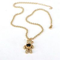 Hip-hop Streetwear Little Bear Copper Plating Inlay Zircon Gold Plated Pendant Necklace main image 5