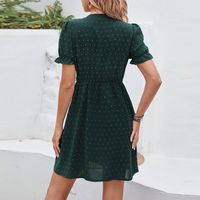 Women's Regular Dress Casual Simple Style V Neck Frill Short Sleeve Solid Color Above Knee Daily Party Street main image 5