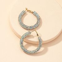 1 Pair Sweet Shiny O-shape Handmade Inlay Soft Clay Artificial Rhinestones Hoop Earrings main image 3