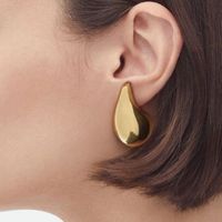 1 Pair Simple Style Water Droplets Plating 304 Stainless Steel 16K Gold Plated White Gold Plated Gold Plated Ear Studs main image 2