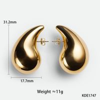 1 Pair Simple Style Water Droplets Plating 304 Stainless Steel 16K Gold Plated White Gold Plated Gold Plated Ear Studs sku image 3