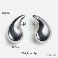 1 Pair Simple Style Water Droplets Plating 304 Stainless Steel 16K Gold Plated White Gold Plated Gold Plated Ear Studs sku image 3