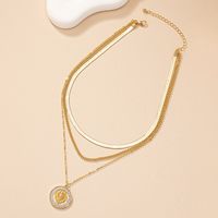 Retro Round Alloy Plating 14k Gold Plated Women's Three Layer Necklace main image 5