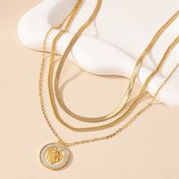 Retro Round Alloy Plating 14k Gold Plated Women's Three Layer Necklace main image 4
