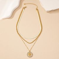Retro Round Alloy Plating 14k Gold Plated Women's Three Layer Necklace main image 6