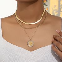 Retro Round Alloy Plating 14k Gold Plated Women's Three Layer Necklace main image 1