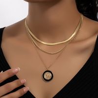 Retro Round Alloy Plating 14k Gold Plated Women's Three Layer Necklace sku image 1