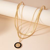Retro Round Alloy Plating 14k Gold Plated Women's Three Layer Necklace main image 7