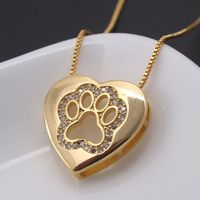 Nihaojewelry Simple Inlaid Zircon Heart-shaped Cat Claw Necklace Wholesale Jewelry main image 3