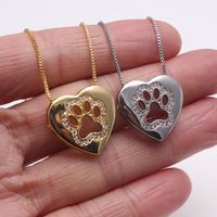 Nihaojewelry Simple Inlaid Zircon Heart-shaped Cat Claw Necklace Wholesale Jewelry main image 8