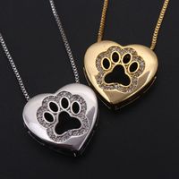Nihaojewelry Simple Inlaid Zircon Heart-shaped Cat Claw Necklace Wholesale Jewelry main image 6