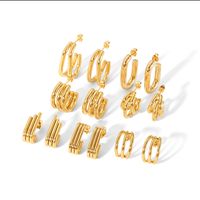 1 Pair Simple Style U Shape Plating 304 Stainless Steel 18K Gold Plated Ear Studs main image 5