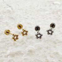 1 Pair Casual Simple Style Flower Polishing Plating 304 Stainless Steel 14K Gold Plated Ear Studs main image 3