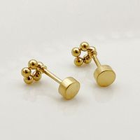 1 Pair Casual Simple Style Flower Polishing Plating 304 Stainless Steel 14K Gold Plated Ear Studs main image 5