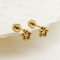 1 Pair Casual Simple Style Flower Polishing Plating 304 Stainless Steel 14K Gold Plated Ear Studs sku image 2