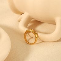 304 Stainless Steel 18K Gold Plated Simple Style Inlay Star Moon Rhinestones Rings main image 5